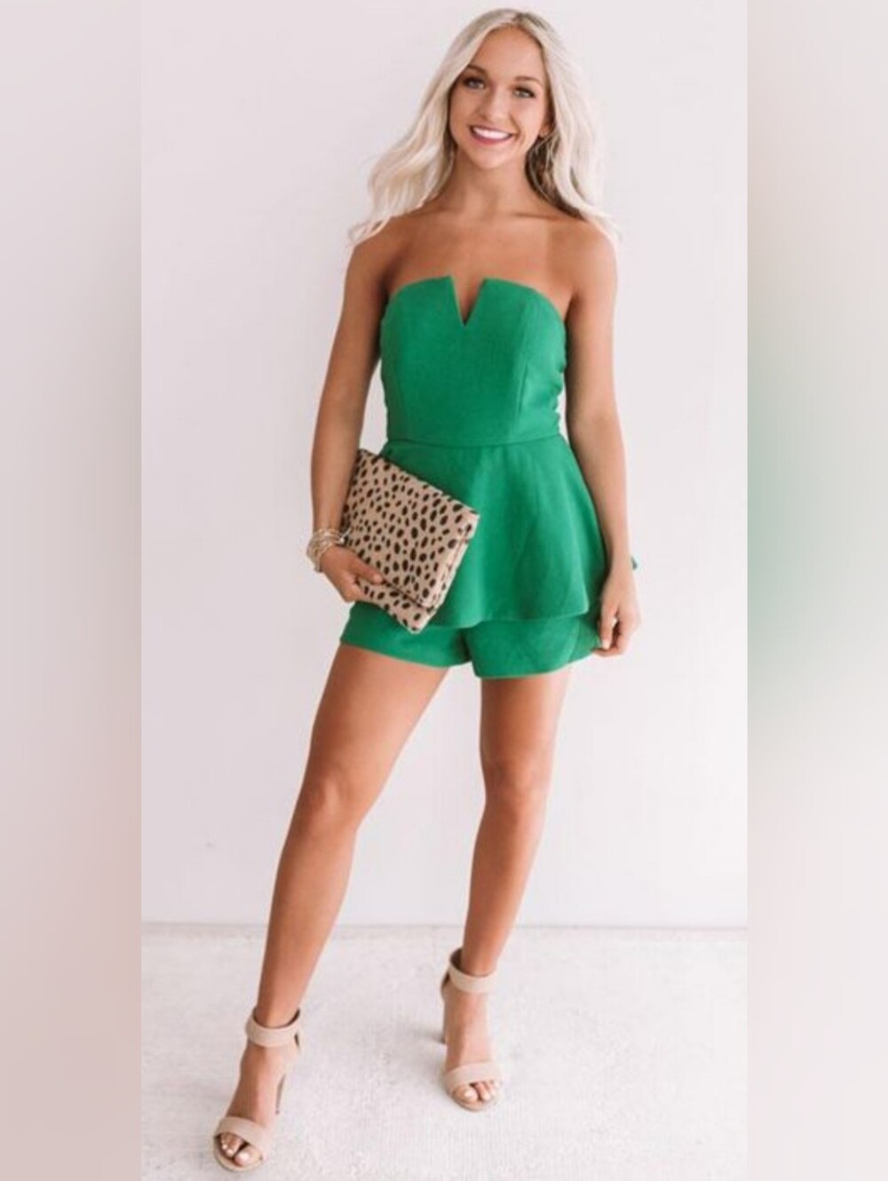 DO+BE Emerald Strapless Peplum Romper